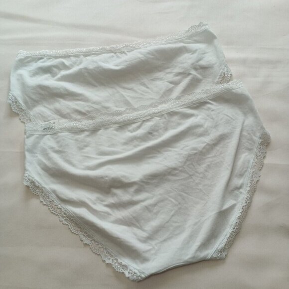 2 PACK JENNI Women Bikini Panty Size 2XL White Lace Detail Cotton - Picture 7 of 9